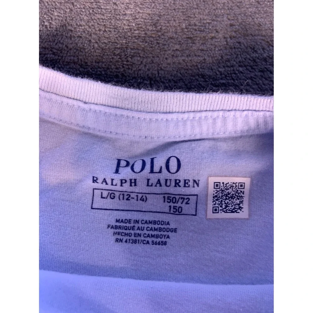 Polo Ralph Lauren Big Girls Script Graphic Tee T-Shirt L Blue